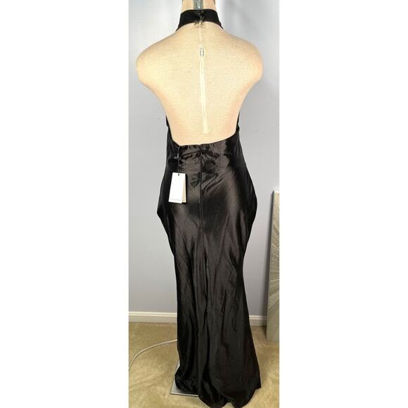 Retrofete Charity Halter Neck Bodycon Black Maxi Gown Size Large - Picture 11 of 15